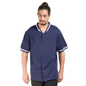 Men's Navy Blue Baseball Collar Short Sleeve Shirt With Button Closure And Pockets Regular Fit Summer Wear - Product Image 4