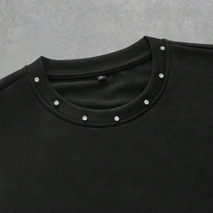 เสื้อยืดผู้ชายประดับเพชรเทียม คุณภาพสูง ผ้าฝ้าย 100% ทรงโอเวอร์ไซส์ ใส่สบาย แขนสั้น ยูนิเซ็กส์ สไตล์ลำลอง สตรีทแวร์ แฟชั่น - Product Image 5