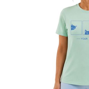เสื้อยืดลำลองผู้หญิงสีเขียวมิ้นท์พิมพ์ลายกราฟิกแมว พร้อมโลโก้สั่งทำ แขนสั้น คอกลม แฟชั่นทันสมัย - Product Image 3