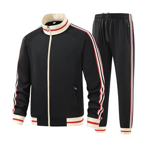 Conjuntos deportivos de 2 piezas para hombre, conjunto deportivo de manga larga con cremallera completa, chaqueta con cuello alto y pantalones, chándal informal para correr - Product Image 3
