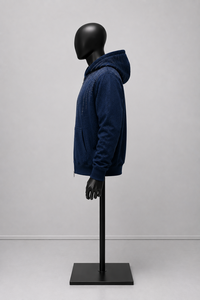 Sweat-shirt à capuche zippé bleu marine pour homme, coupe classique, décontracté, en coton French Terry, pour l'automne - Product Image 2