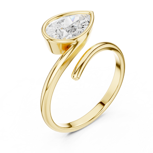 Anillo Solitario con Diamante Corte Pera en Oro Amarillo, Anillo de Compromiso Clásico para Mujer, Anillo Solitario Elegante en Oro Amarillo - Product Image 1