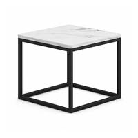 Table d'appoint carrée en pierre frittée 600 mm avec structure en acier, table basse pour mobilier de bureau et de salon