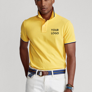 Polo Amarillo de Algodón Piqué para Hombre, Manga Corta, Ribete en Contraste, Corte Regular, Casual, con Logotipo Estampado en la Parte Delantera - Product Image 5