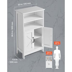 Mobiletto da Bagno Moderno a 4 Ripiani in Legno con 2 Ante e Ripiano Regolabile, Arredamento Moderno per Bagno - Product Image 3