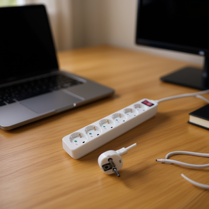 Multiprise 5 prises avec interrupteur, gestion des câbles et accessoires, câble de raccordement 5M pour la maison ou le bureau - Product Image 2