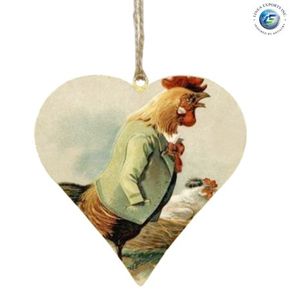 Heart Shaped <b>Easter</b> <b>Ornament</b> With Rooster And Woman Rooster Heart Shape Hanging <b>Ornament</b> by Linea exports Inc - Product Image 3