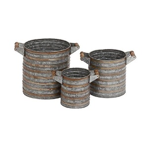 Juego de dos macetas vintage galvanizadas de alta calidad, de metal y hierro, con tamaño, forma y color personalizados, para uso en jardinería. - Product Image 4