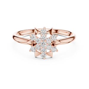 Anillos de oro macizo de 14k para mujer con diamantes de corte redondo minimalistas en forma de estrella, para regalo, compromiso, aniversario, boda. - Product Image 1