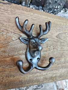 Vintage Cast Iron Stag Head <b>Wall</b> <b>Hook</b> Antique Metal Deer Antler Coat Rack Heavy Duty <b>Wall</b> Mounted Decorative <b>Key</b> Hanger for Home - Product Image 4