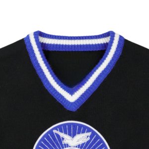 Suéter Negro de Lana con Cuello en V Zeta Phi Beta, Bordado con Letras Griegas ZPB, Ribete Acanalado, Prenda de Punto Premium para Mujer - Product Image 4