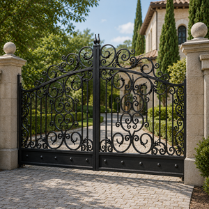 Puerta de Entrada de Hierro Forjado de Lujo, Puerta Ornamental Negra para Jardín, Puerta Principal Decorativa para Villa, Puerta de Seguridad Exterior para Propiedades - Product Image 2