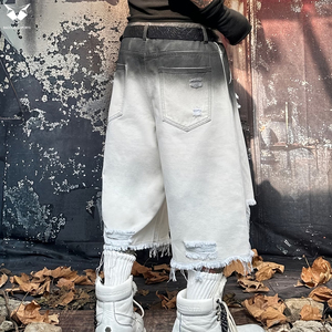Pantalones Cortos de Mezclilla Degradados a la Moda para Hombre, Estilo Urbano, Desgastados, Holgados, de Mezclilla, de Corte Ancho, de Media Pierna - Product Image 3