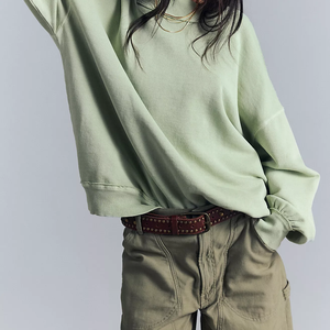 Sudadera de Mujer de Talla Grande con Cuello Redondo, Bordada con Lentejuelas, de Algodón Tejido a Bloques de Color, de Alta Calidad y Diseño Personalizado del Fabricante - Product Image 2