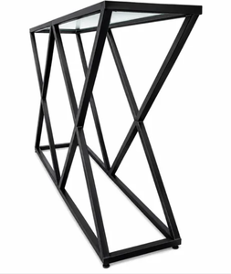 Modern Metal Coffee <b>Table</b> Base Glass Top <b>Side</b> <b>Table</b> Frame <b>Black</b> Iron Pedestal Stand for Living Room - Product Image 2