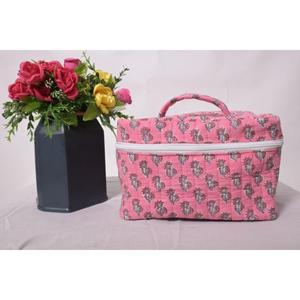 Bolsa de Maquillaje Acolchada de Algodón con Diseño Floral, Bolsa de Cosméticos Hecha a Mano, Organizador de Viaje con Cierre, Ideal para Regalo, Grande y Portátil - Product Image 2