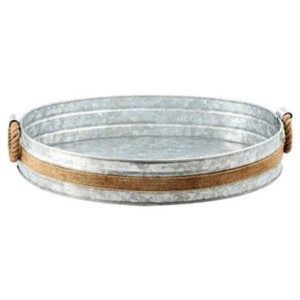 High Quality Oval Galvanized Metal Serving <b>Tray</b> With Handles Decorative Iron Platter For Home <b>Kitchen</b> Restaurant And Bar Usage - Product Image 6