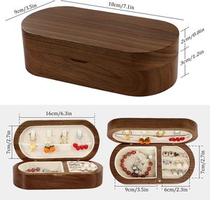 Caja de Joyería Moderna Ecológica de Madera de Nogal Sólido, Caja de Joyería de Viaje para Anillos, Pendientes, Collares, Regalo para Seres Queridos Z/F Global - Product Image 3