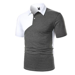 Mens Color Blocked <b>Polo</b> Shirt Short Sleeve Knitted Regular Fit Casual Solid Design <b>White</b> And Gray Anti-Wrinkle Knitted Solid - Product Image 3