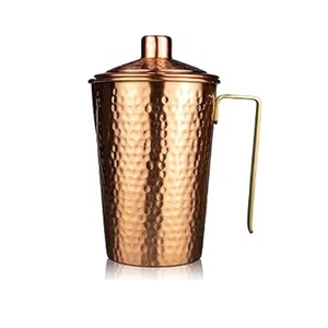 Carafe en cuivre pur à 100 %, grande taille, avec couvercle, artisanale, martelée, pour eau – Meilleure vente - Product Image 6