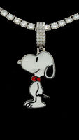 Mignon assis chiot chien émail pendentif colliers pour femmes enfants Animal de compagnie fidèle ami 925 étourneau bijoux en argent pendentif