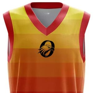 Camiseta de Baloncesto Personalizada Amarilla, Naranja y Roja, Uniforme Deportivo sin Mangas, Ligero, Transpirable, Ropa Deportiva para Equipos - Product Image 3
