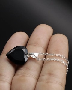 Colgante de Corazón de Turmalina Negra, Collar de Cristal Natural Curativo, Joyería de Piedra de Protección, Regalo Energético, Venta al por Mayor - Product Image 3