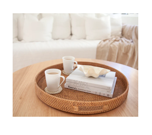 Modern Household <b>Plastic</b> Rattan Fruit <b>Basket</b> Display Handmade Creative Boho Design Square Shape With Handle Rattan tray - Product Image 3