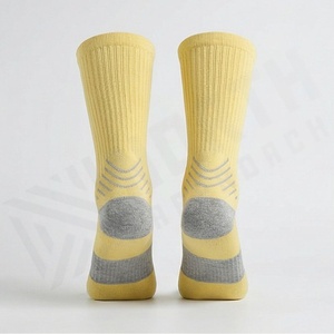 Yellow Crew <b>Socks</b> Solid Color Knitted Breathable Casual Daily Wear Adult Size Standard Thickness - Product Image 2