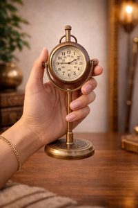 Retro Brown Finish Brass <b>Table</b> <b>Clock</b> Classic Desktop Timepiece Antique Style Office Home Decor - Product Image 2