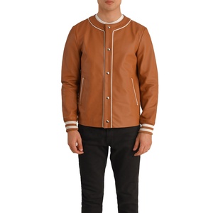 Offre Spéciale personnalisé unisexe qualité supérieure imperméable respirant hiver col en V coupe-vent Bomber manteau laine soie veste en cuir - Product Image 4