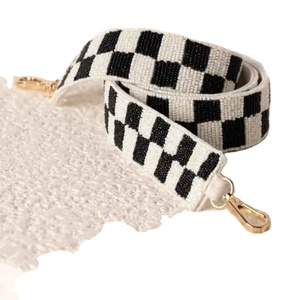 Embroidery <b>Bag</b> <b>Strap</b> Orange Navy Paw Print Game Day Purse Belt Handmade Seed Bead Wide Crossbody <b>Replacement</b> - Product Image 1