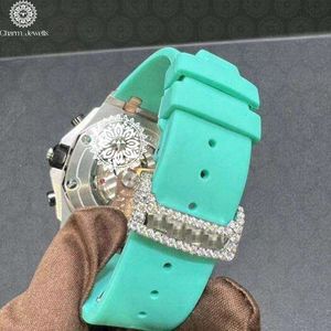 Montre de luxe Charm Jewells en acier inoxydable pour homme, cadran analogique, boîtier serti de diamants, mouvement mécanique, bracelet en acier inoxydable, 43 mm, 10 bars - Product Image 4