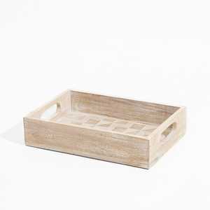 Bandeja de servir de madera rectangular con patrón geométrico grabado, diseño minimalista, asa duradera para uso en fiestas - Product Image 2