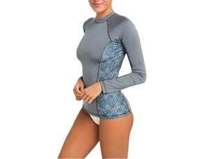 Traje de Baño de Manga Larga para Mujer, Protección Solar, Color Sólido Sublimado, para Tomar el Sol - Product Image 5