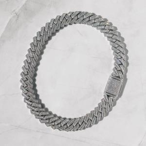 Luxury Sterling Silver Rhodium Plated Round Brilliant Cut <b>Statement</b> <b>Necklace</b> Cuban Chain GRA Certified Unisex - Product Image 2