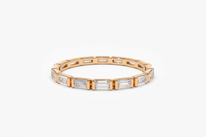 Anillo de Boda para Mujer de Oro Sólido de 14k con Diamantes Baguette Eternity de 0.64 CT, Anillo de Aniversario, Anillo Apilable de Fine Jewelry - Product Image 3