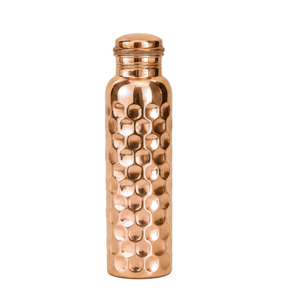 Bouteille d'eau élégante en cuivre pur, faite à la main, martelée, sans joint, récipient ayurvédique en cuivre, anti-fuite, écologique, pour le sport - Product Image 3