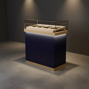 Mostrador de Exhibición Moderno para Minoristas, Vitrina con Tapa de Vidrio, Mesa con Iluminación LED, Base de Madera, Gabinete de Almacenamiento para Joyería, Diseño para Ópticas - Product Image 2