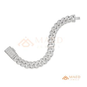 Diamond Shape Cuban Link Moissanite Bracelet 925 Sterling <b>Silver</b> Fine Chain Link Bracelet Luxury Jewelry <b>for</b> <b>Men</b> - Product Image 5