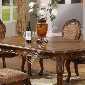 Ensemble de table à manger de style victorien artisanal de luxe pour 6 personnes, avec des sculptures ornées, finition en noyer de qualité supérieure - Product Image 2