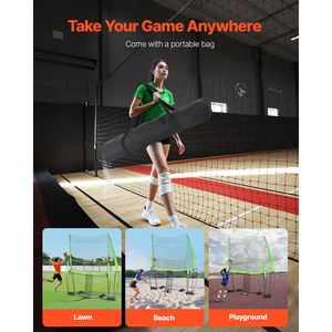 Système de filet de volley-ball portable 8x11 pieds, réglable en hauteur, avec fonction de retour de balle, équipement d'entraînement facile - Product Image 6