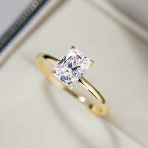 Bague en Moissanite en argent Sterling 925 plaqué or 14 carats, bijoux fins pour femmes, bague de fiançailles, de mariage, de promesse, cadeau - Product Image 2