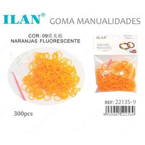 Elastici in gomma arancione fluorescente Ilan, 300 pezzi, per artigianato e telai - Product Image 1