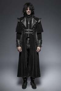 Manteau long en cuir véritable noir avec ceinture et col rabattu, style décontracté chic, unisexe, vêtements d'automne - Product Image 4