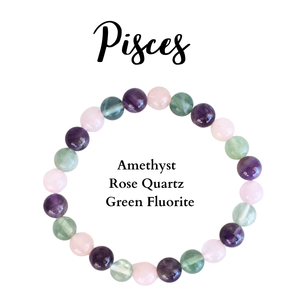 Pisces Zodiac <b>Crystal</b> Gemstone <b>Beaded</b> Bracelet for Men Women | Astrology Inspired Jewelry | Wholesale Custom Bracelet - Product Image 1