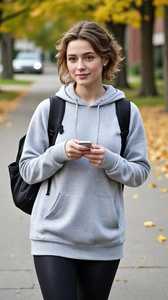 <b>Women's</b> Regular Fit Solid Breathable Casual Long Sleeve Hooded Front Logo Modal Zip-Through Hoodie - Product Image 1