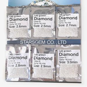 เพชรเมลีทรงกลมเจียระไนแบบบริลเลียนท์ ผลิตในห้องปฏิบัติการด้วยกระบวนการ HPHT ขนาด 1.0 มม. ถึง 3.2 มม. สีขาว ความสะอาดระดับ VVS VS เพชรสังเคราะห์แบบเม็ดเดี่ยวสำหรับทำเครื่องประดับ - Product Image 6