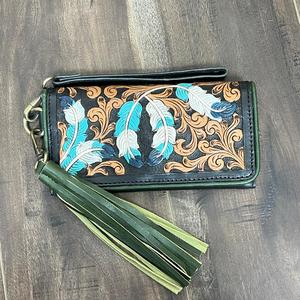 Cartera larga de lujo con monedero de diseñador de plumas 2025 para mujer, tarjetero de moda Vintage de cuero genuino para mujer - Product Image 4