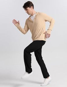Chemises de sport pour hommes à manches longues en tricot, demi-zip, respirantes, compressives, avec logo sur le devant pour l'entraînement physique - Product Image 5